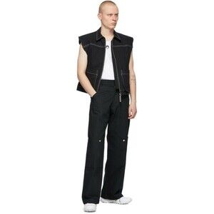 NEW Spencer Badu Black Cargo Chino Black Wide Pants Size XS